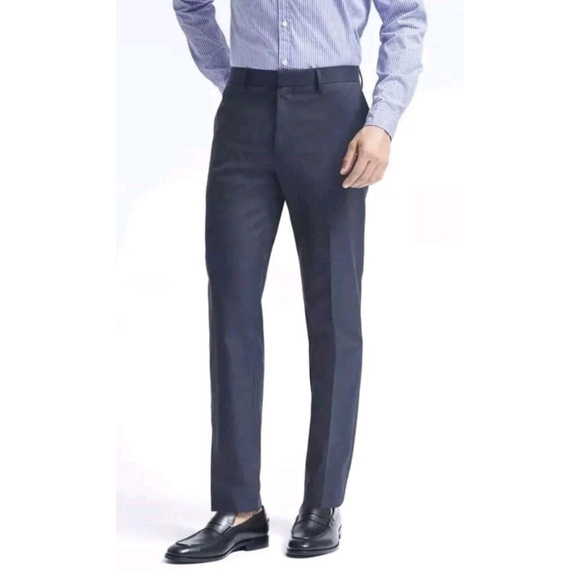 banana republic blue dress pants Banana Republic Men's Slim Wrinkle-Resistant Dress Pant Navy Blue Size 32W 32L